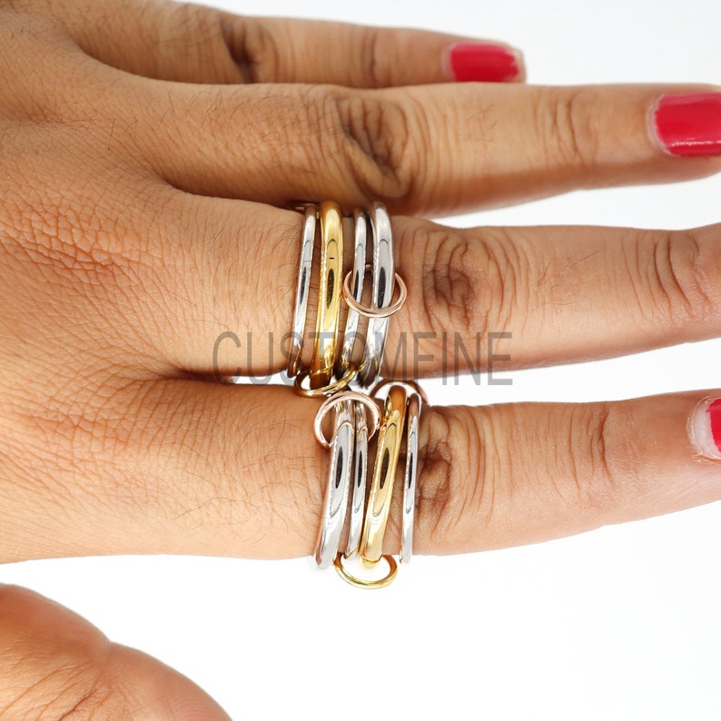 925 Silver Connector Ring, Interlocking Ring, Connector Ring, Linked Ring,  Stacking Linked Ring, Connected Ring, Multi link Band Ring – Thesellerworld